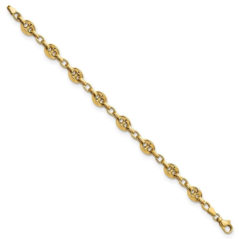 Classic pearl bracelets  Curata 14k Gold Polished Fancy Link Bracelet 7.75 Inch