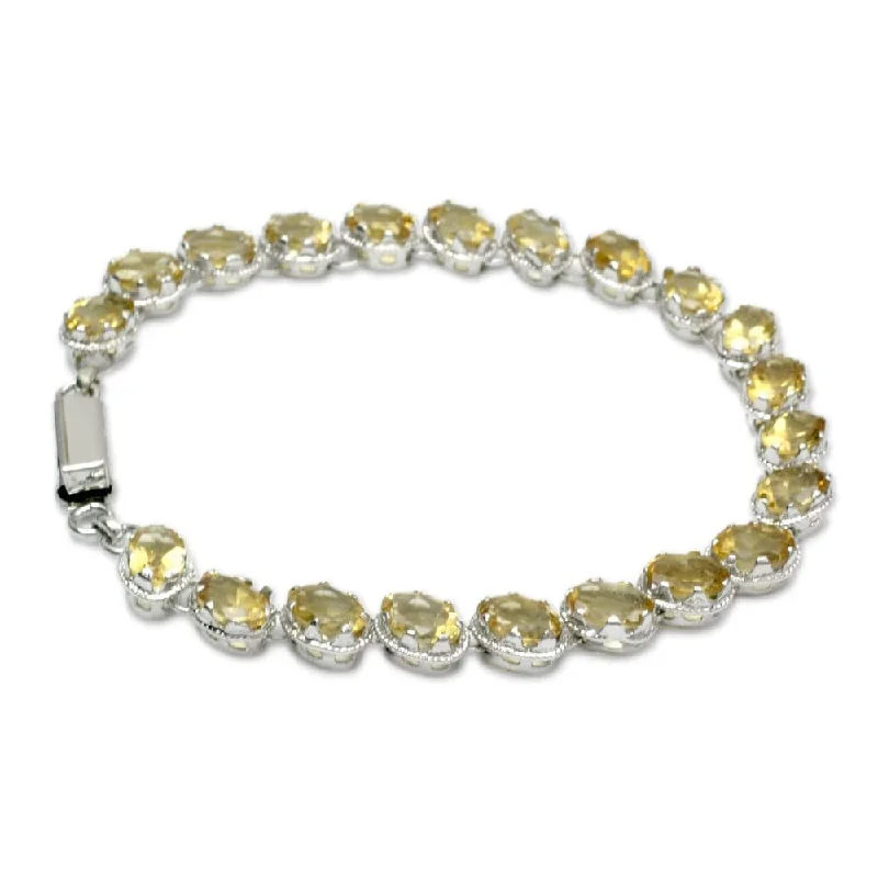 Bohemian beaded bracelets  Handmade Sterling Silver 'India Delight' Citrine Bracelet (India)