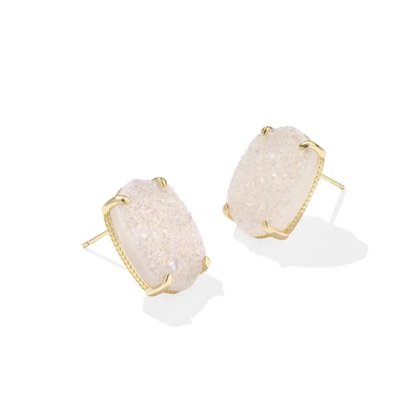 Three-pair earrings for everyday wearKendra Scott | Daphne Large Gold Stud Earrings in Iridescent Drusy