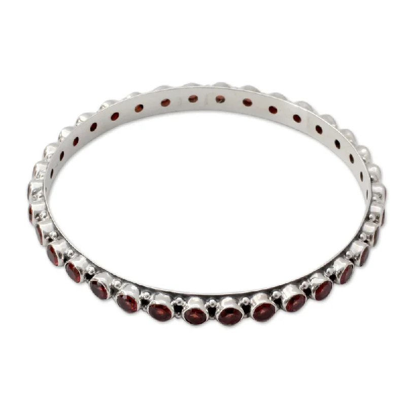 Zodiac sign bracelets  Garnet Bangle Bracelet, 'Love'S Energy' (India) - 7'6" x 9'6" - 7'6" x 9'6"