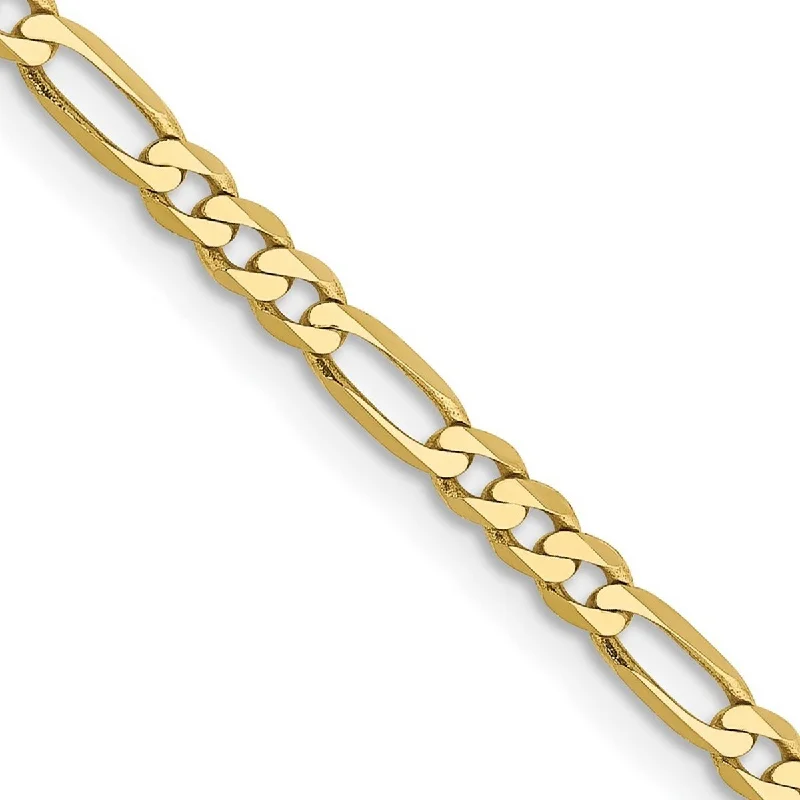 Matching necklace and bracelet set  Curata 10k Yellow Gold 2.75mm Flat Figaro Chain Bracelet