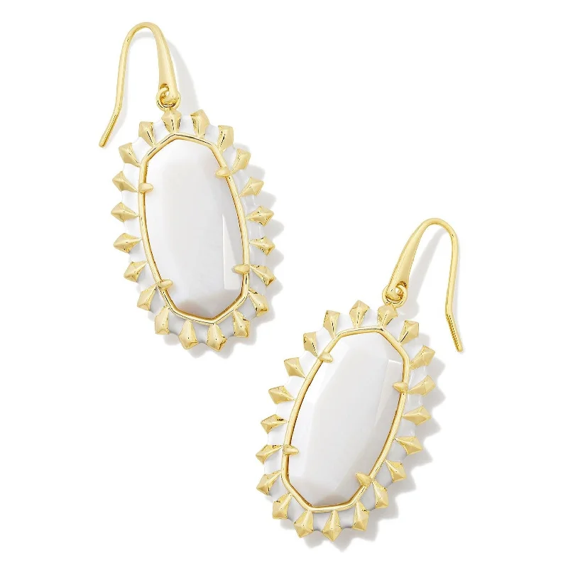 Matching necklace and earring setKendra Scott | Dani Gold Color Burst Frame Drop Earrings in White Mother-of-Pearl