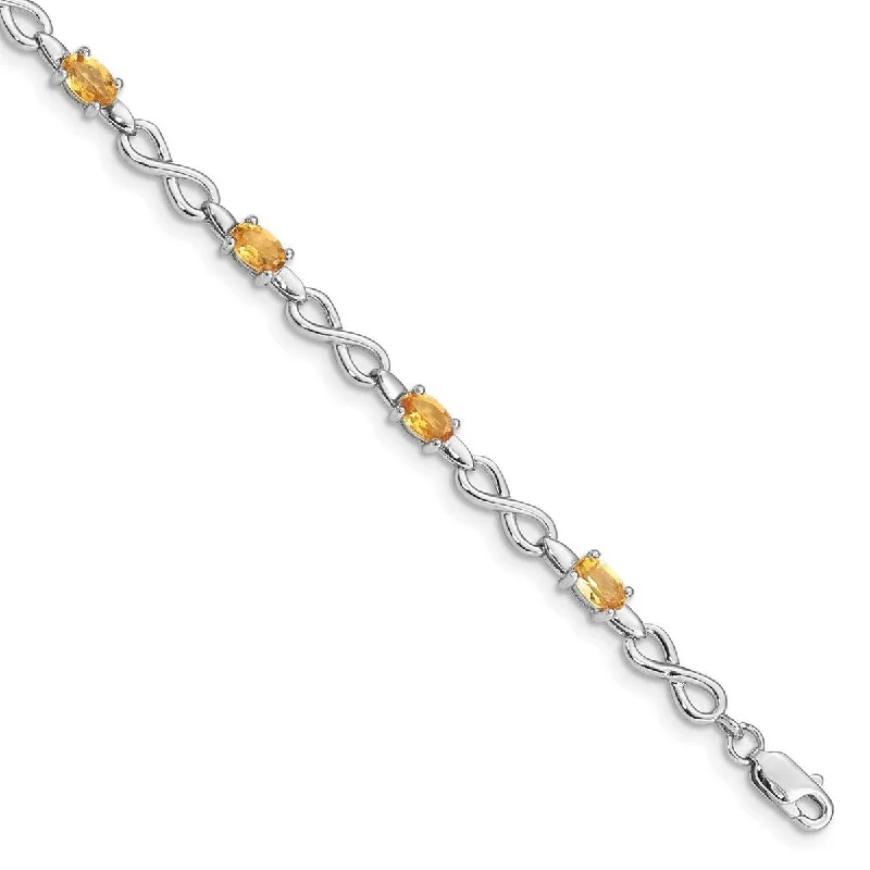 Big statement bracelets  Curata 925 Sterling Silver Polished Lobster Claw Closure Citrine Bracelet