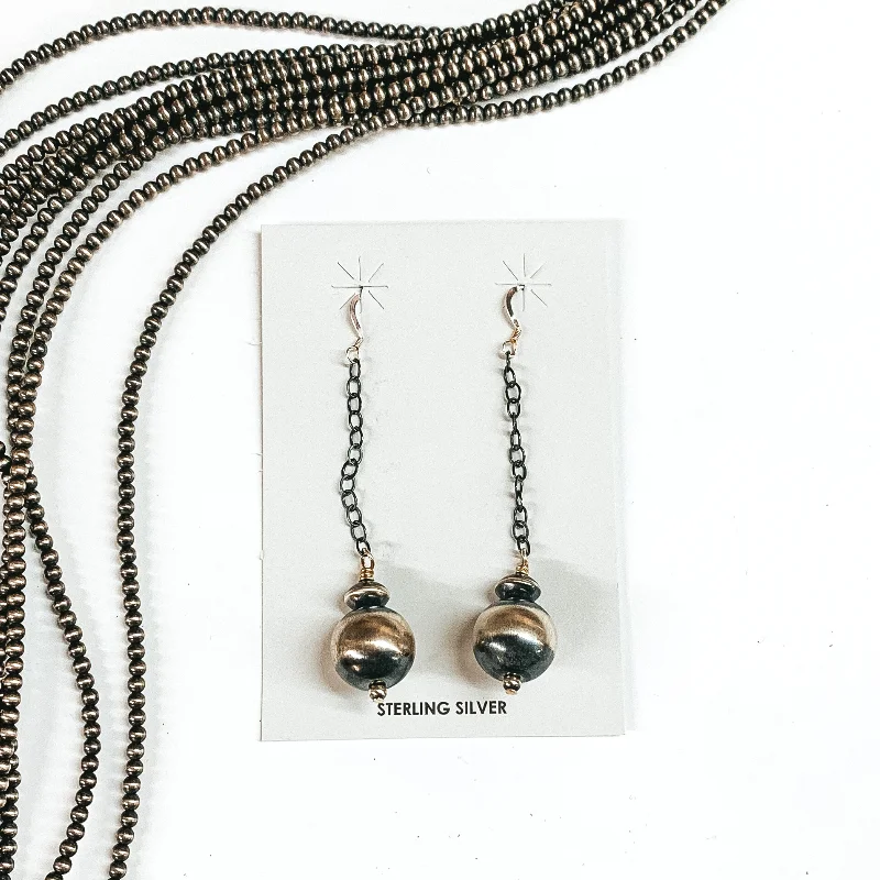 Gold and diamond earringsMason Lee | Navajo Handmade Sterling Silver Navajo Pearl Drop Earrings