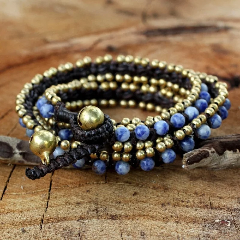 Bohemian beaded bracelets  Brass Happiness Sodalite Bracelet (Thailand)