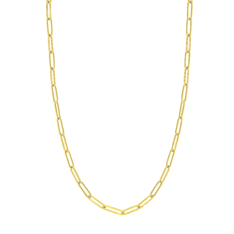 Hexagon pendant necklaces  14k Yellow Gold Paper Clip Chain Necklace