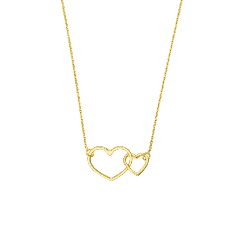 White pearl necklaces  14k Gold Interlocking Hearts Necklace