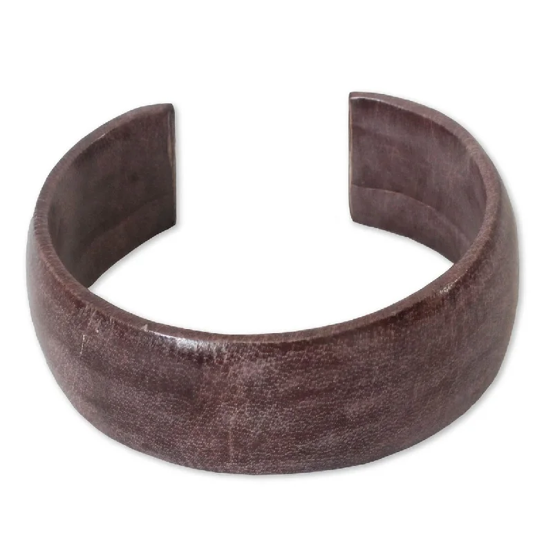 Winter snowflake bracelets  Handcrafted Leather 'Annula In Plum' Cuff Bracelet (Ghana)