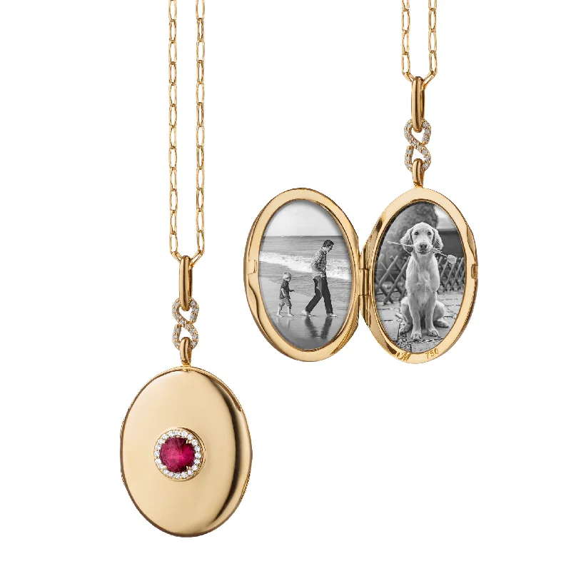 Mix and match chain necklaces  Ruby Infinity Locket Necklace