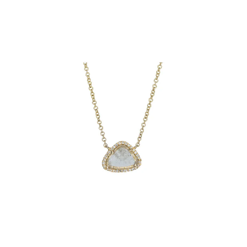 Magnetic clasp necklaces  14KT Yellow Gold Diamond Pave and Diamond Slice Necklace