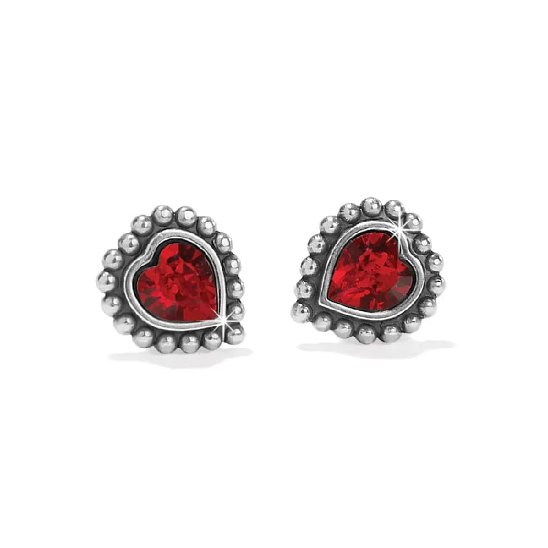 White gold earringsBrighton | Shimmer Heart Mini Post Earrings in Red Crystal