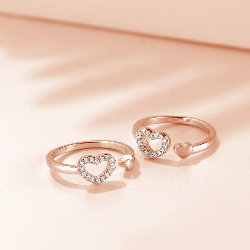 Dreamy Hearts Rose Gold 925 Silver Toe Ring