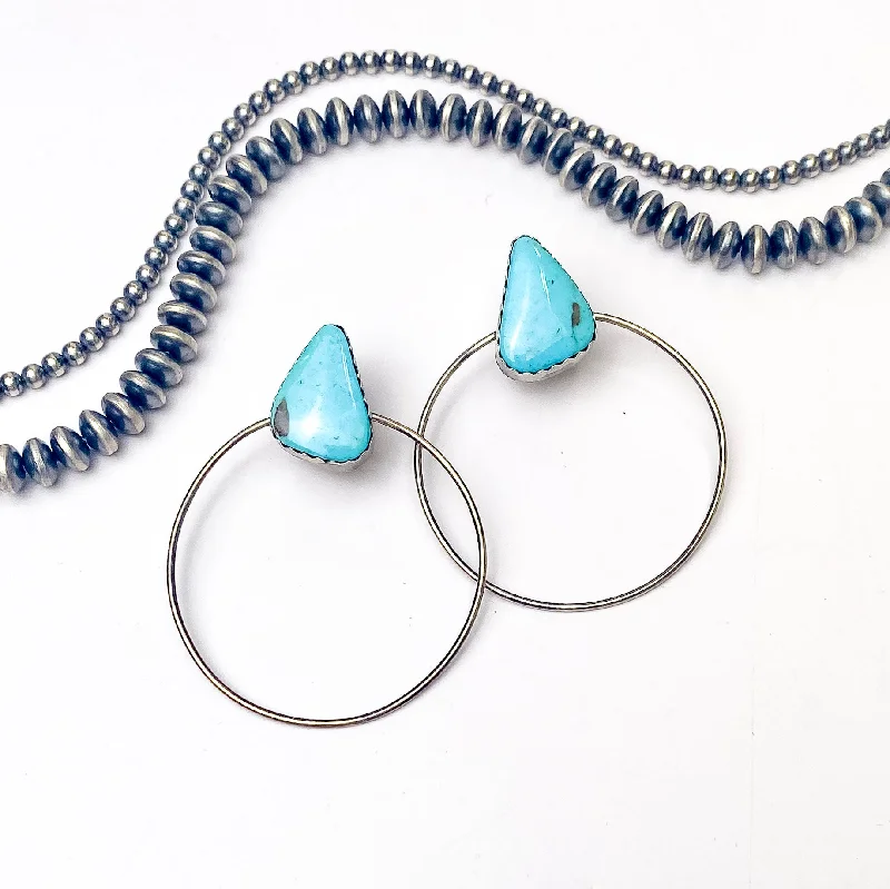 Tassel earringsElouise Kee | Navajo Handmade Sterling Silver Hoop Earrings on Blue Stones