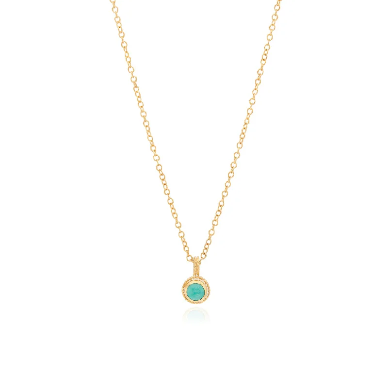 Everyday necklaces for women  Anna Beck Small Turquoise Circle Drop Necklace