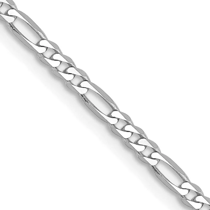 Bohemian beaded bracelets  Curata 14k White Gold Solid Polished Lobster Claw Closure 2.4mm Flat Figaro Chain Bracelet 9 Inch