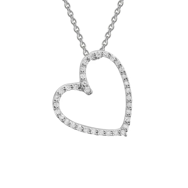 Necklaces for prom night  14k Diamond Open Heart Pendant Necklace