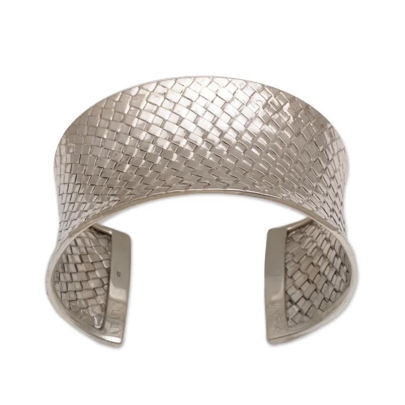 Elegant diamond bracelets  NOVICA Sterling Silver Cuff Bracelet, 'Circle of Joy' (Indonesia) - 7'6" x 9'6"