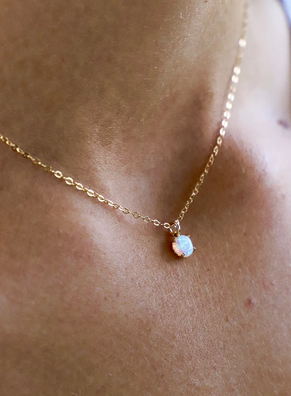 Yellow gold chain necklaces  OPAL DROP NECKLACE