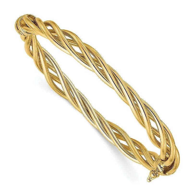 Geometric bracelets  Curata 7.94mm 14k Yellow Gold Polished Twisted Hinged Cuff Stackable Bangle Bracelet