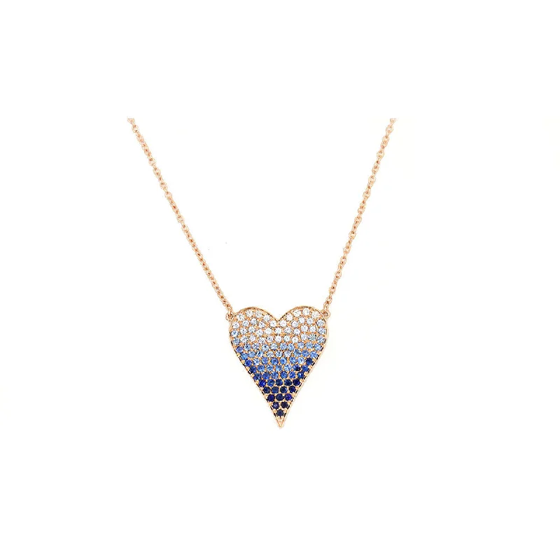 Hypoallergenic necklaces  14k Rose Gold Multi Color Blue Sapphire Ombré Necklace