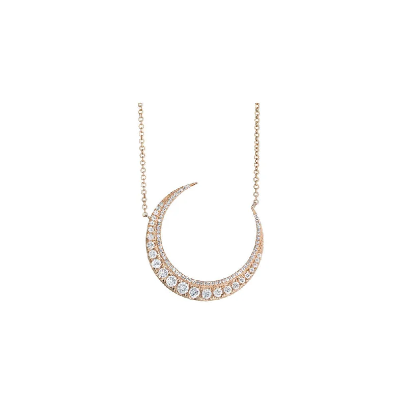 Three-layered necklaces for women  14KT Rose Gold Diamond Crescent Necklace