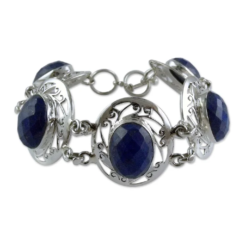 Summer beach bracelets  Handmade Seductive Blue Sterling Silver Lapis Lazuli Bracelet (India)