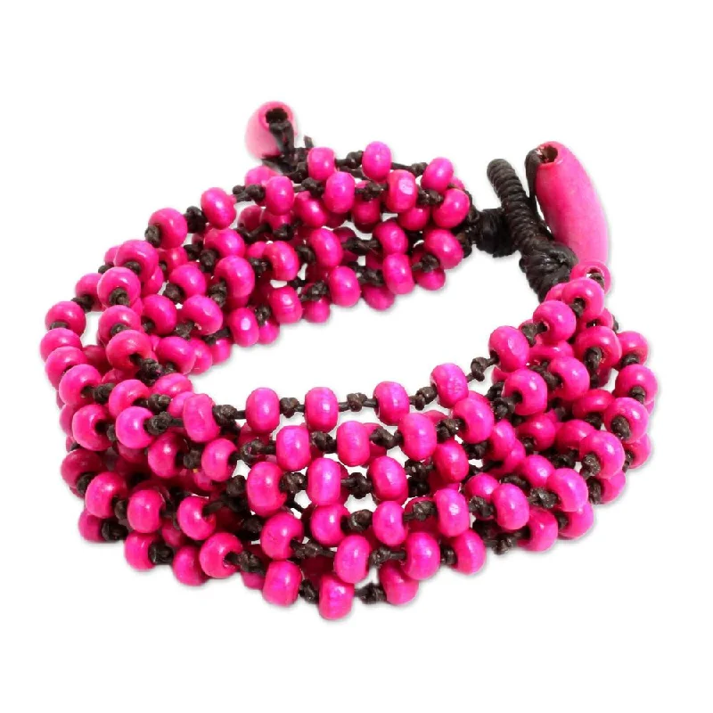 Multicolor crystal bracelets  Handmade Boxwood 'Opulent Pink' Bracelet (Thailand)