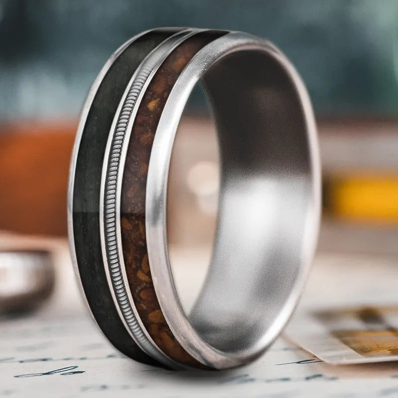 Delicate thin band ringsCustom Design - 3-Inlay Metal Center Ring gUDmKm0Sxwce1Qdu1jljKueD