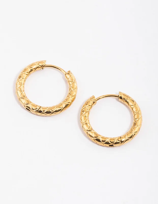 White pearl earringsGold Plated Surgical Steel Scaled Hoop Earrings