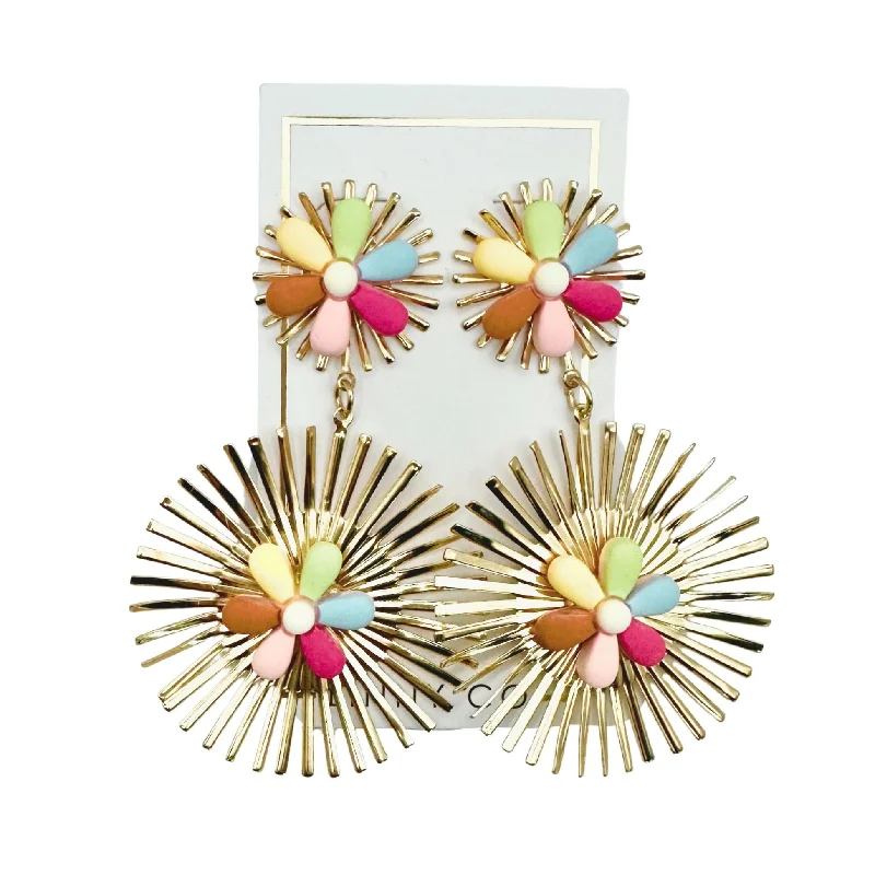 Threader earringsLinny Co | Fiona Gold Tone Multicolor Circle Drop Earrings