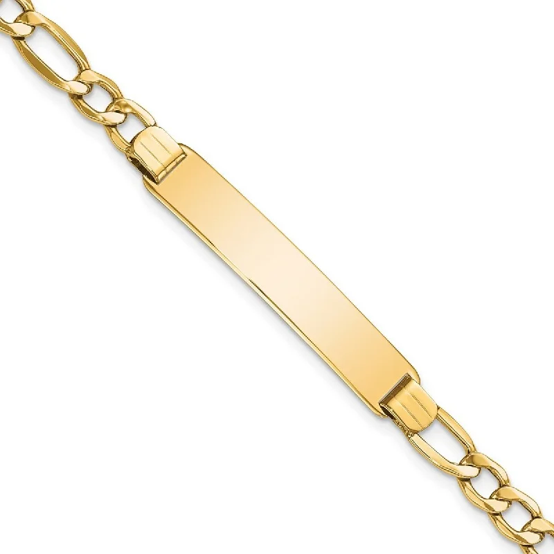 Lightweight bracelets  Curata 7.16mm 10k Yellow Gold Engravable Semi solid Figaro Link ID Bracelet