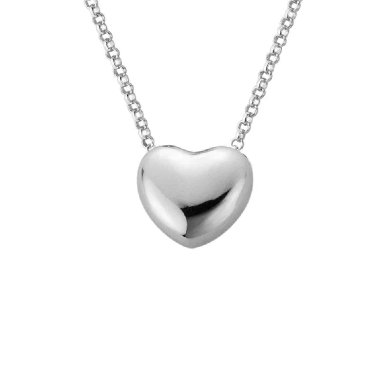 Y2K aesthetic necklaces  Silver Puff Heart Slider Pendant Necklace