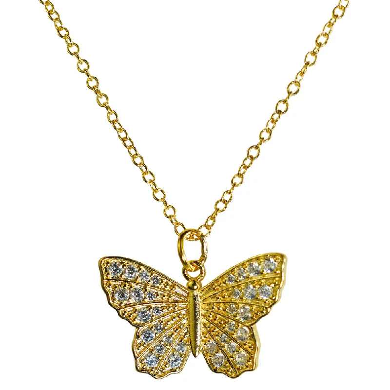 Crystal charm necklaces  Crystal CZ Butterfly Necklace (Goldtone)