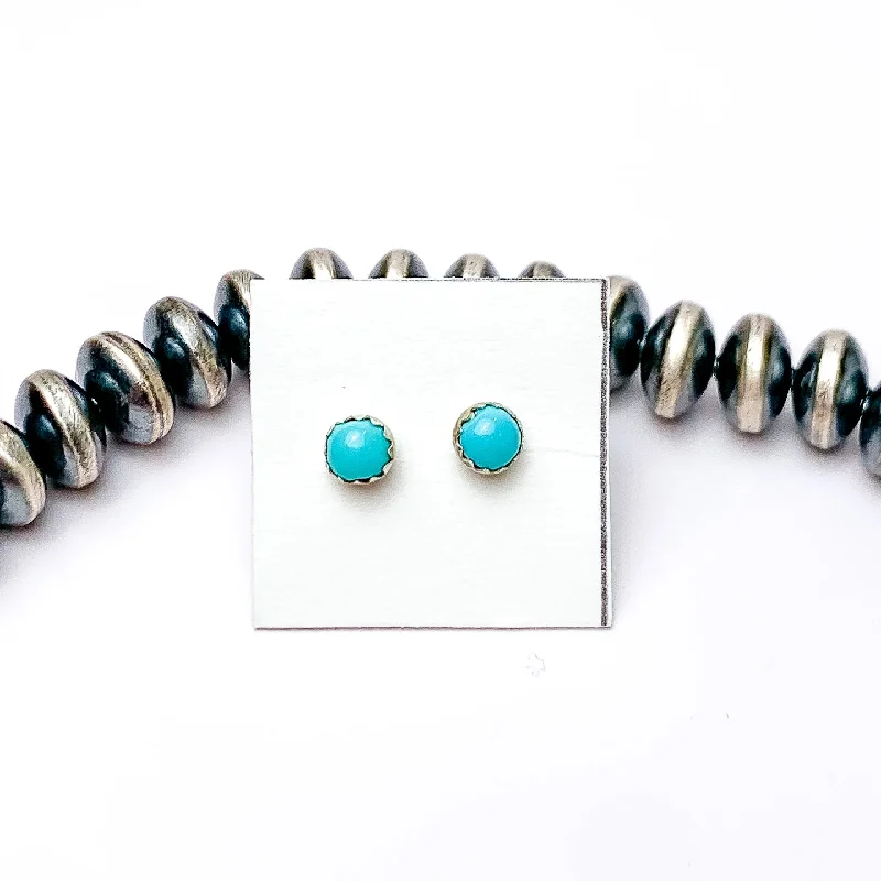 Small hoop earringsLinda Yazzie | Navajo Handmade Tiny Sterling Silver and Turquoise Stud Earrings