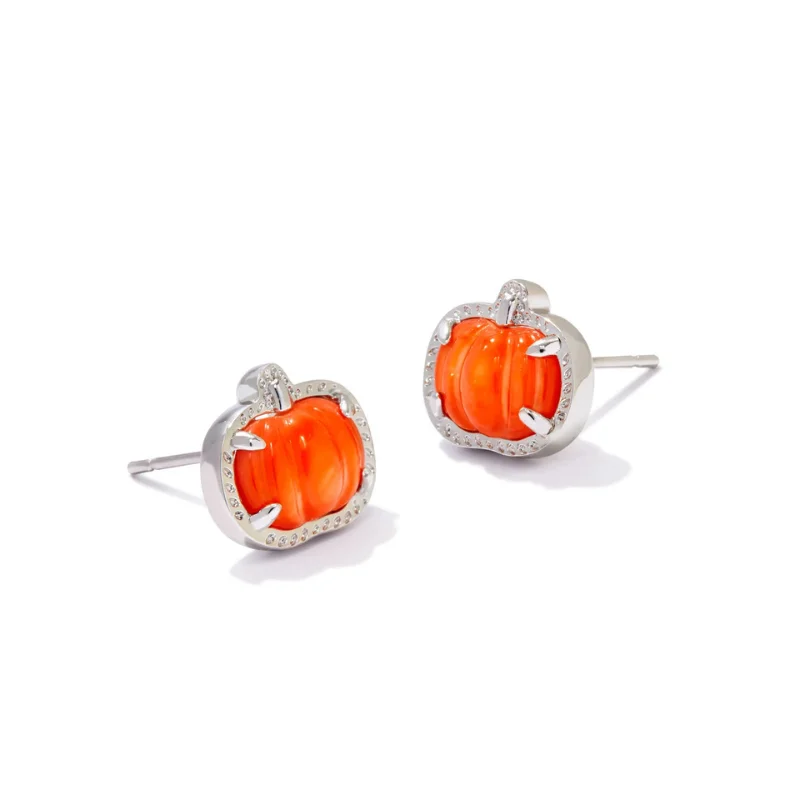 Ear cuffs for non-pierced earsKendra Scott | Pumpkin Silver Stud Earrings in Orange Mother of Pearl