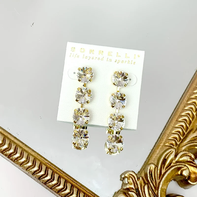 Luxury earrings overSorrelli | Mara Statement Earrings in Bright Gold Tone with Clear Crystals