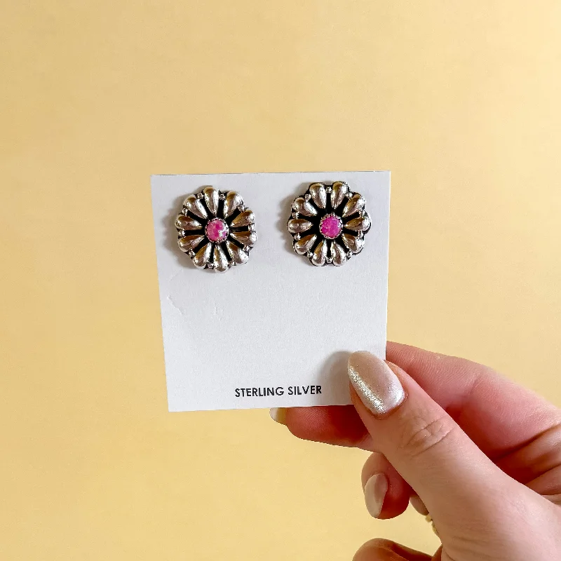 Birthday gift earringsHada Collection | Handmade Sterling Silver Pink Opal Stud Earrings