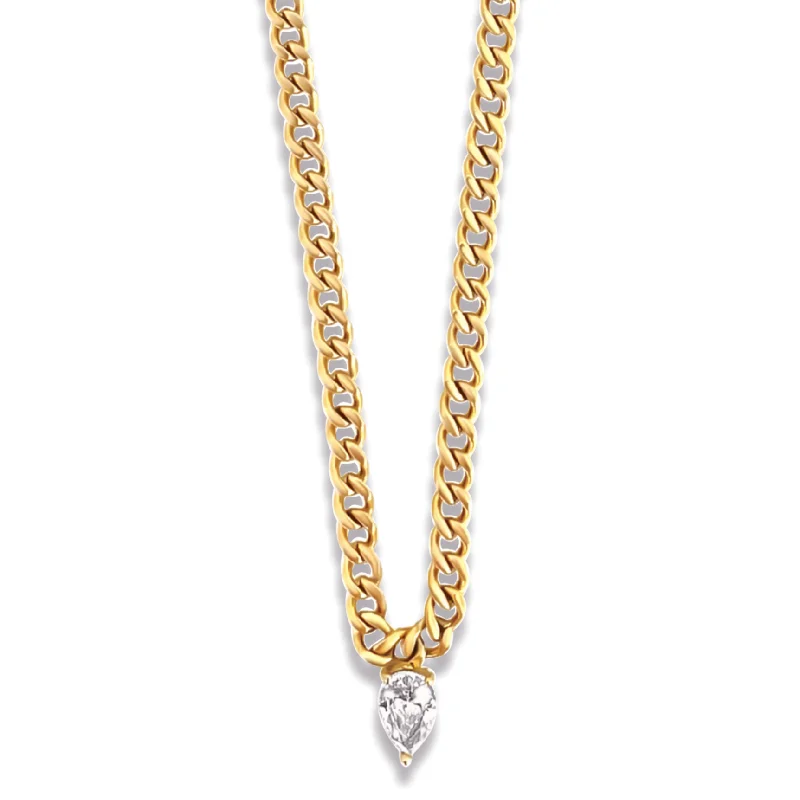 Elegant diamond drop necklaces  Skylar Solitaire Pear Necklace