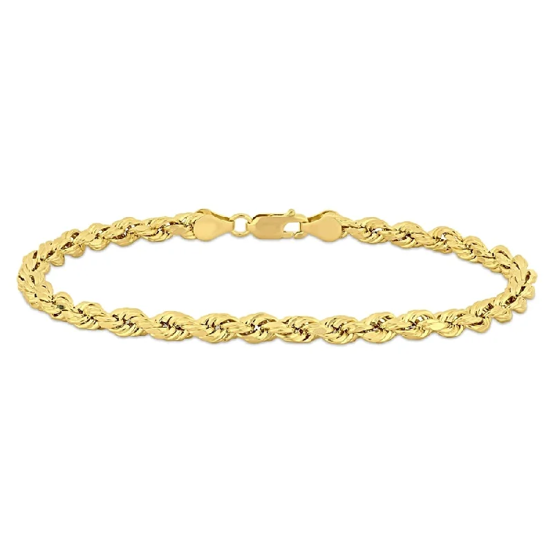 Threader bracelets for women  Miadora 14k Yellow Gold Men's 9 Inch Rope Chain Bracelet (5 mm)