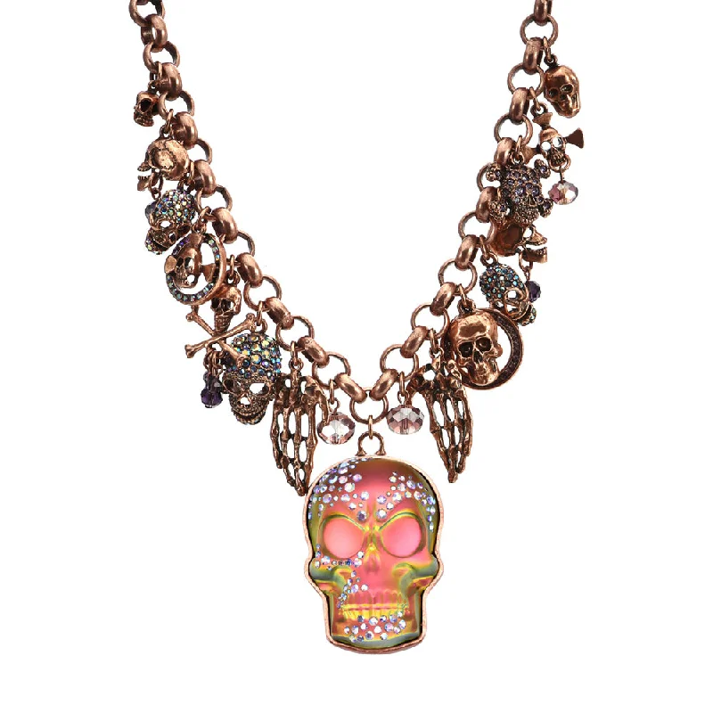 Classic choker necklaces  Couture Mystic Crystal Skull Charm Necklace (Copper Ox/Mystic Iridis)