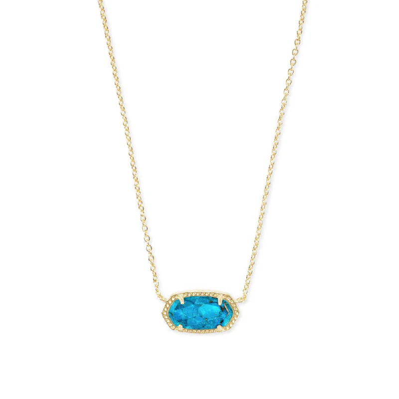 Push lock necklaces  Kendra Scott Elisa Gold Pendant Necklace in Bronze Veined Turquoise Magnesite