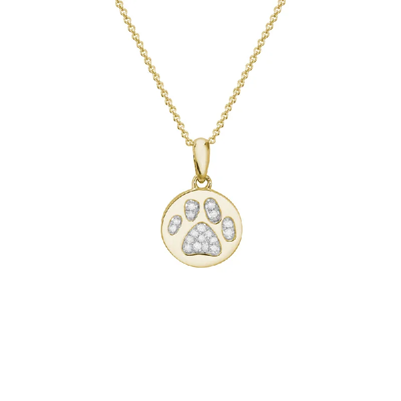 Necklaces for prom night  14k Diamond Paw Print Pendant Necklace