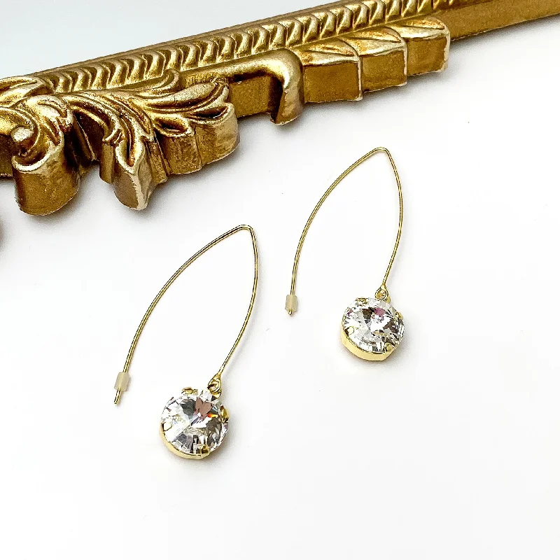 Sterling silver earringsSorrelli | Nadine Dangle Earrings in Bright Gold Tone with Round Clear Crystals