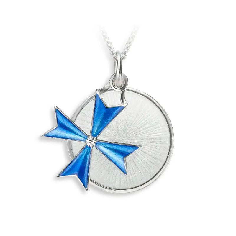 Thin wire necklaces  Nicole Barr Blue Maltese Cross-White Disc Necklace