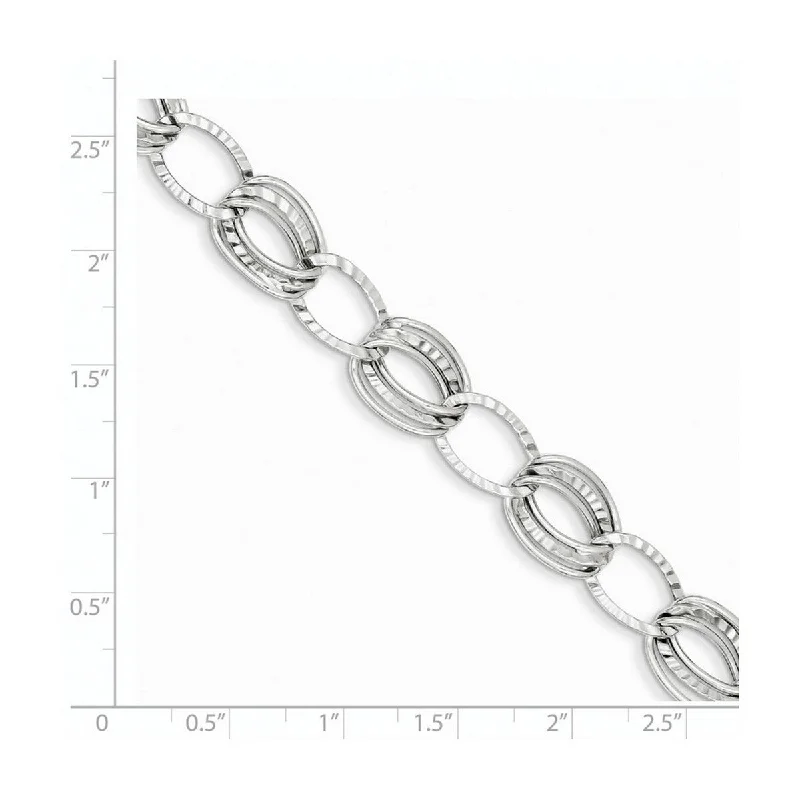 Elegant work bracelets  Curata 14k White Gold 7.5" Polished and Textured Hollow With Ext. Bracelet