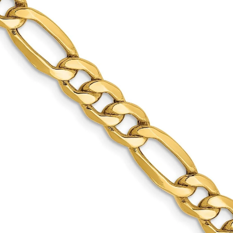 Leaf-shaped bracelets  Curata 14k Gold 6.25mm Semi solid Figaro Chain Bracelet