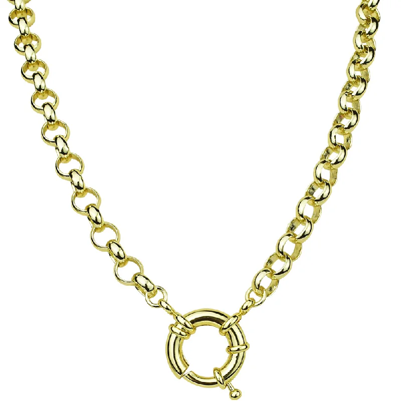 Red gemstone necklaces  Sailor Ring Rolo Chain Charm Holder 32" Necklace (Goldtone)