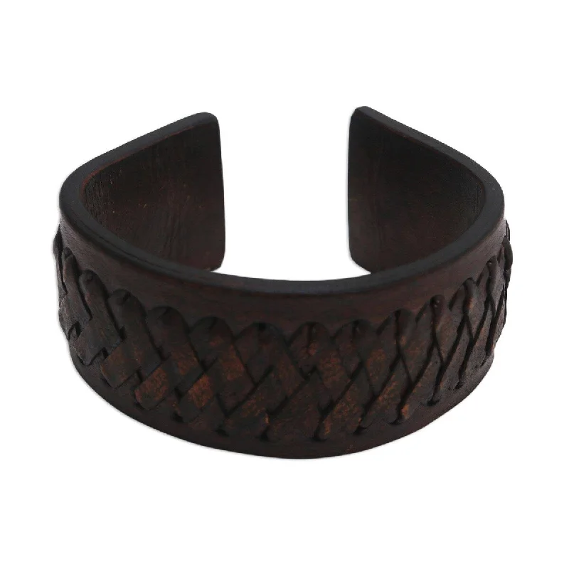 Long link bracelets  NOVICA Bali Legend, Leather cuff bracelet