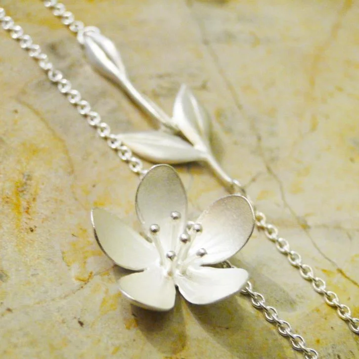 Nickel-free necklaces  Apple Blossom Sterling Silver Pendant Necklace