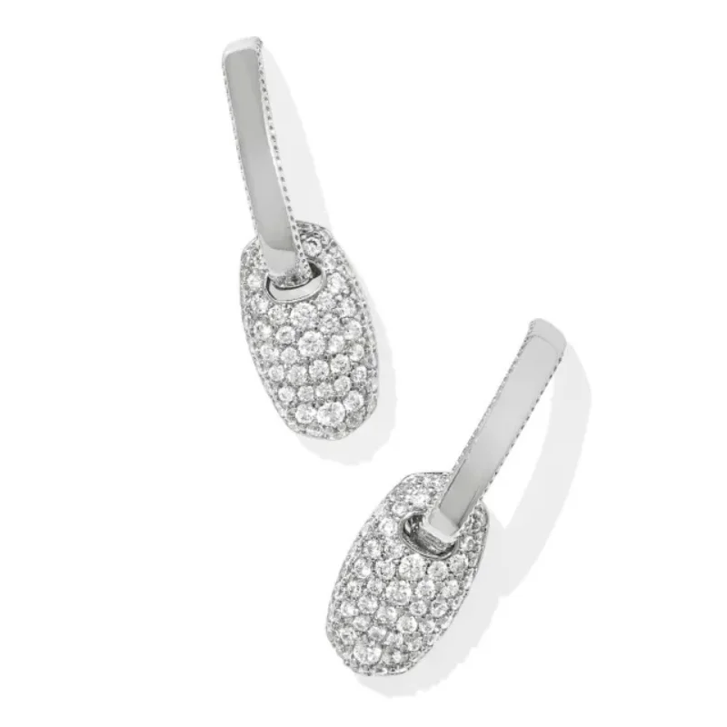 Modern minimalist earringsKendra Scott | Bailey Pave Silver Huggie Earrings in White Crystal